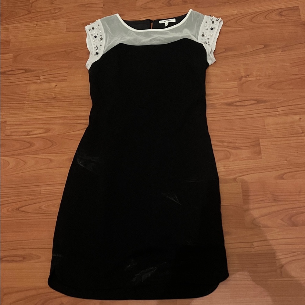 Black Dress with White Accents